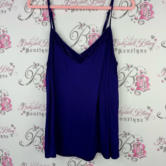 Floreat loved by Anthropologie tank top royal purple velvet velour detail neck - Picture 4 of 8
